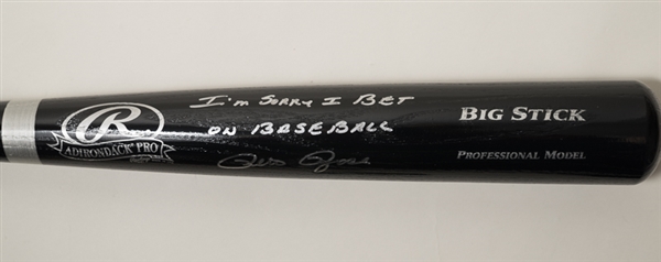 Pete Rose Signed Rawlings Black Baseball Bat - Leaf