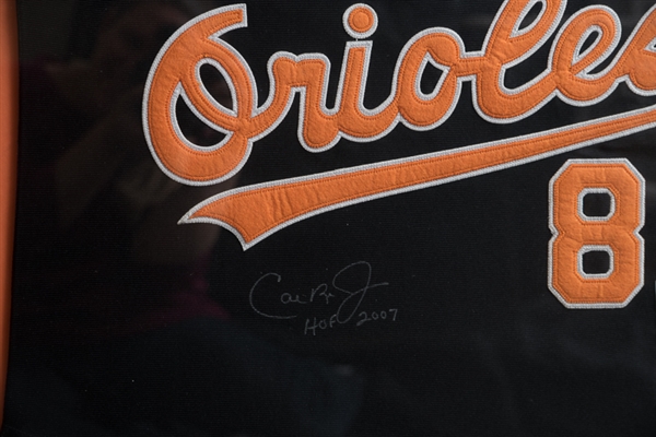 Cal Ripken Jr Signed & Framed Mitchell & Ness Comemorative Jersey - MLB COA