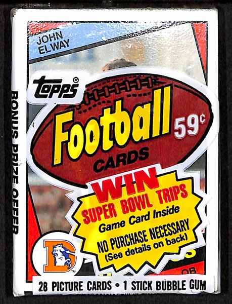 1884 Topps Football Unopened Cello Pack - Elway Rookie On Top!