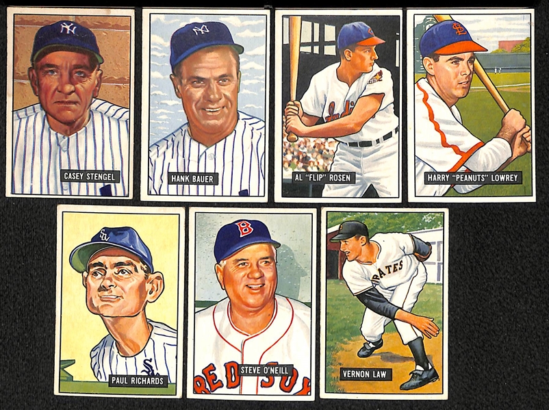 Lot Of 20 1951 Bowman Cards w. Casey Stengel