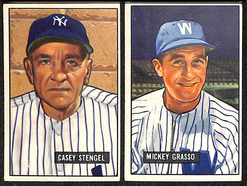 Lot Of 21 1951 Bowman Cards w. Casey Stengel