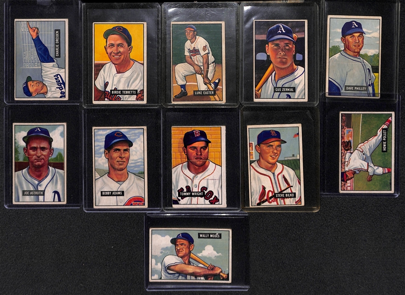 Lot Of 11 1951 Bowman High Number Cards w. Charlie Dressen