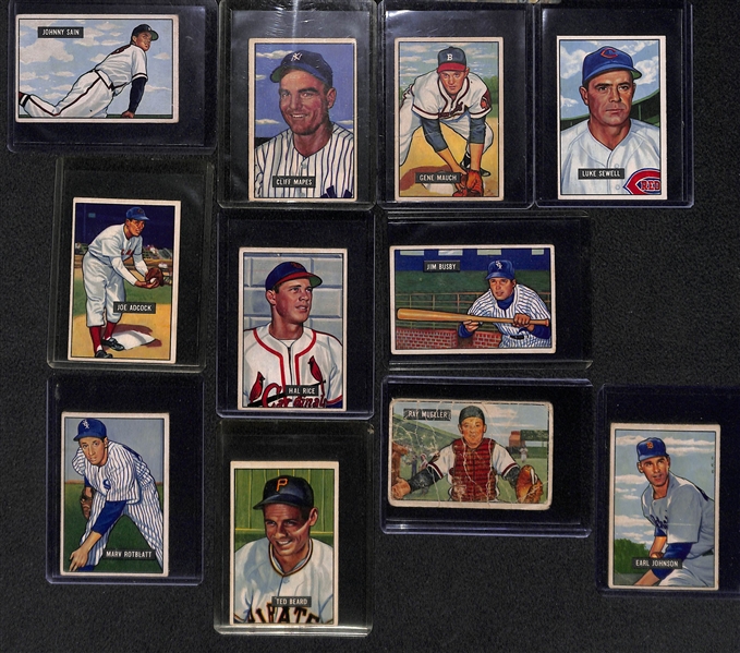 Lot Of 11  1951 Bowman High Number Cards w. Johnny Sain