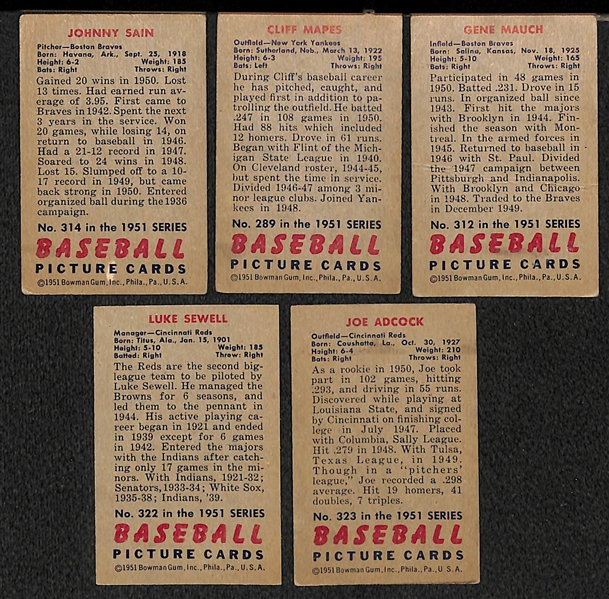 Lot Of 11  1951 Bowman High Number Cards w. Johnny Sain