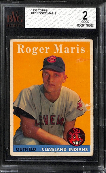 Lot Of 2 1958 Topps Roger Maris RC Cards BVG 1&2