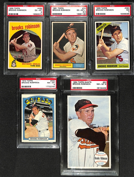 Lot Of 5 Brooks Robinson PSA Graded Cards w. 1959 Topps