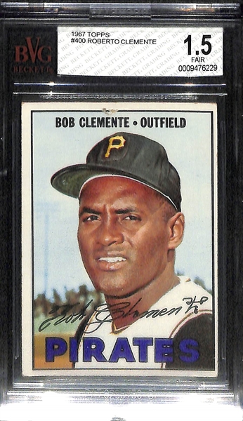 Lot Of 3 1967 Topps BVG Graded Cards: Clemente & Aaron