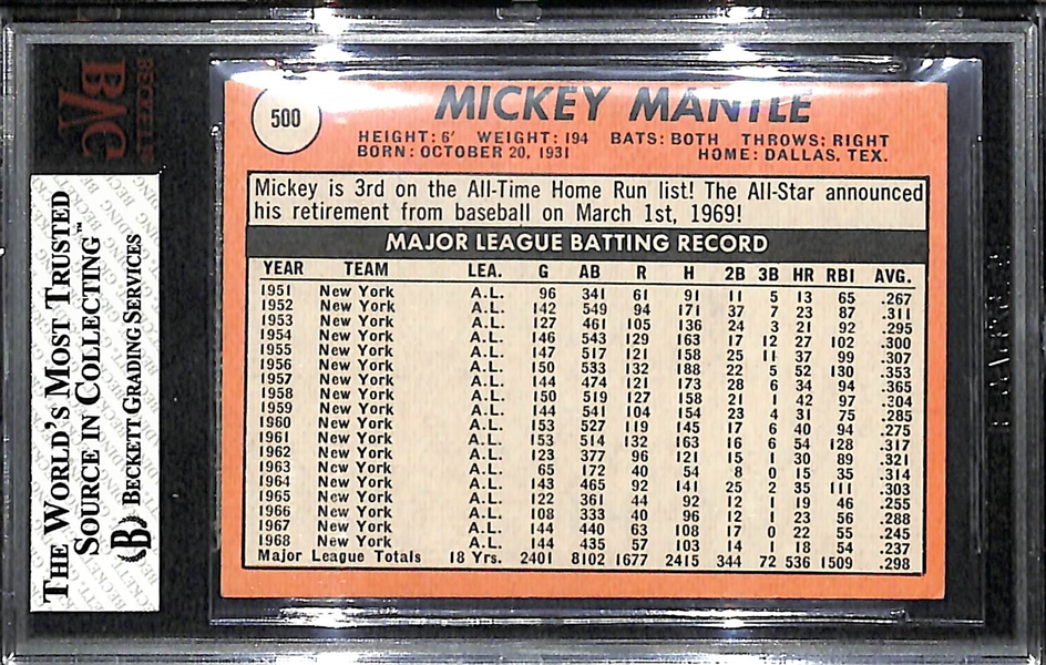 1969 Topps #500A Mickey Mantle Card BVG 5