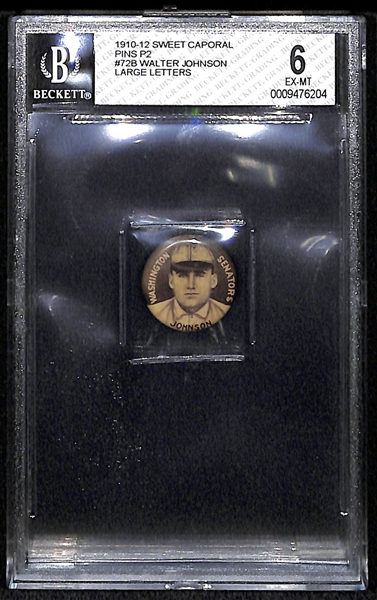 1910-1912 Sweet Caporal P2 Pin Small Letters - Walter Johnson BVG 6