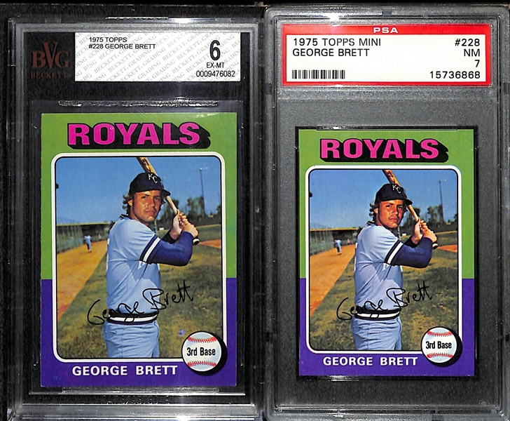 Lot Of 2 1975 Topps George Brett Graded Rookie Cards