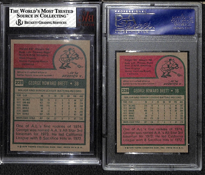 Lot Of 2 1975 Topps George Brett Graded Rookie Cards