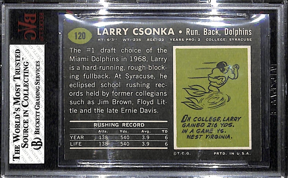 1969 Topps Larry Csonka Rookie Card BVG 7