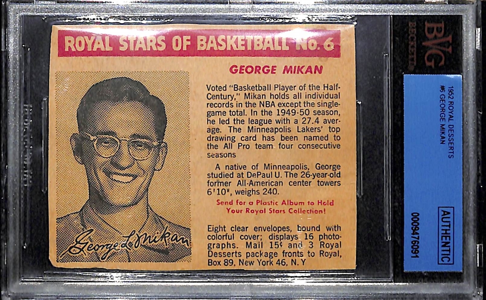 1952 Royal Desserts George Mikan Card BVG Authentic