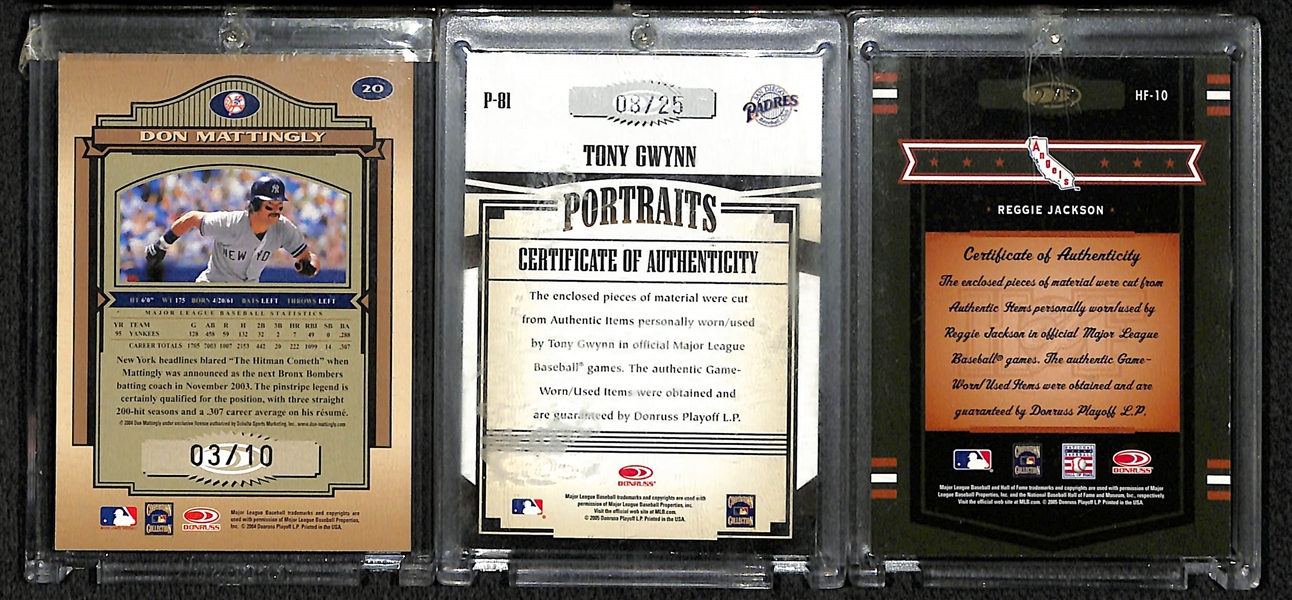 Lot Of 3 Baseball Stars Auto Cards w. Tony Gwynn