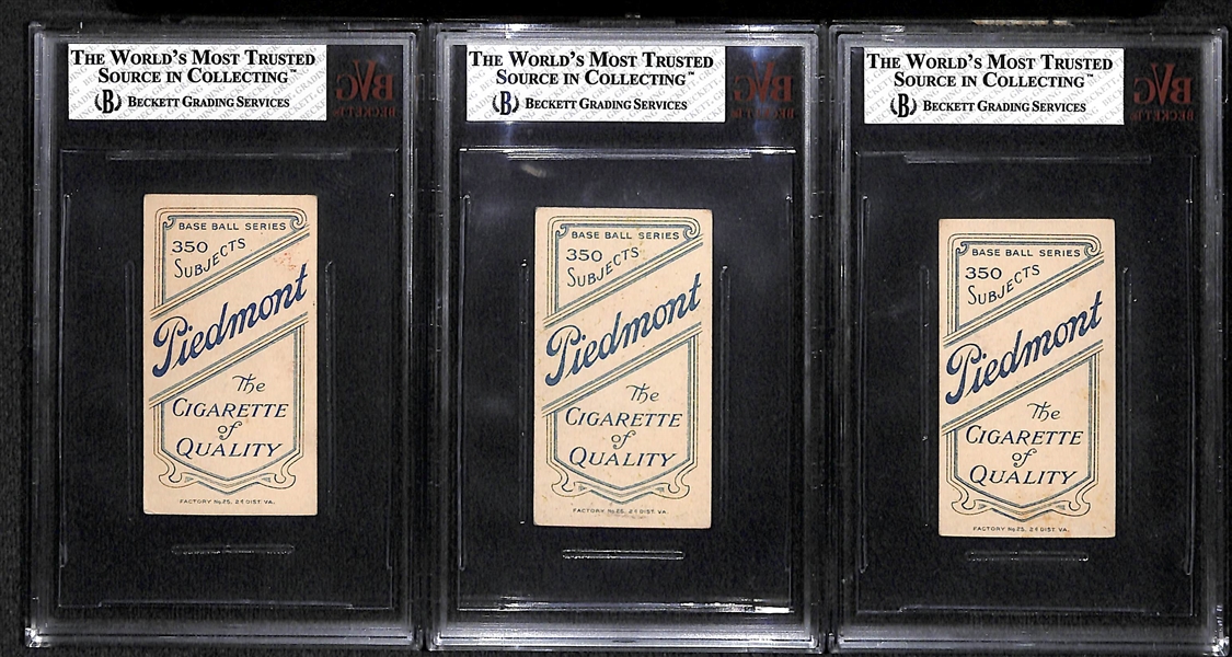 Lot of 3 - 1909 T206 Baseball Cards - Unglaub, McBride, Milan - Piedmont Back - BVG