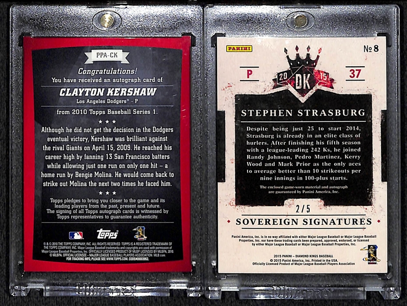 Stephen Strasburg & Clayton Kershaw Autograph Cards