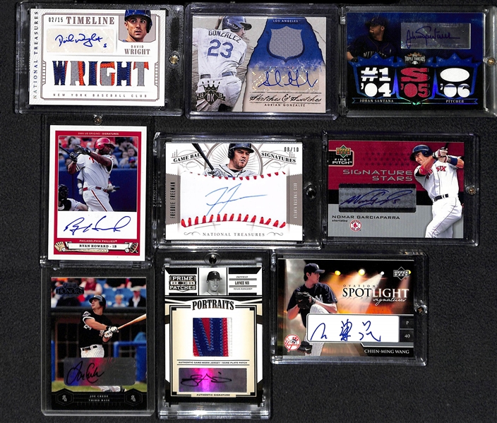 Lot Of 9 Baseball Stars Autograph Cards w. Wright & Garciaparra