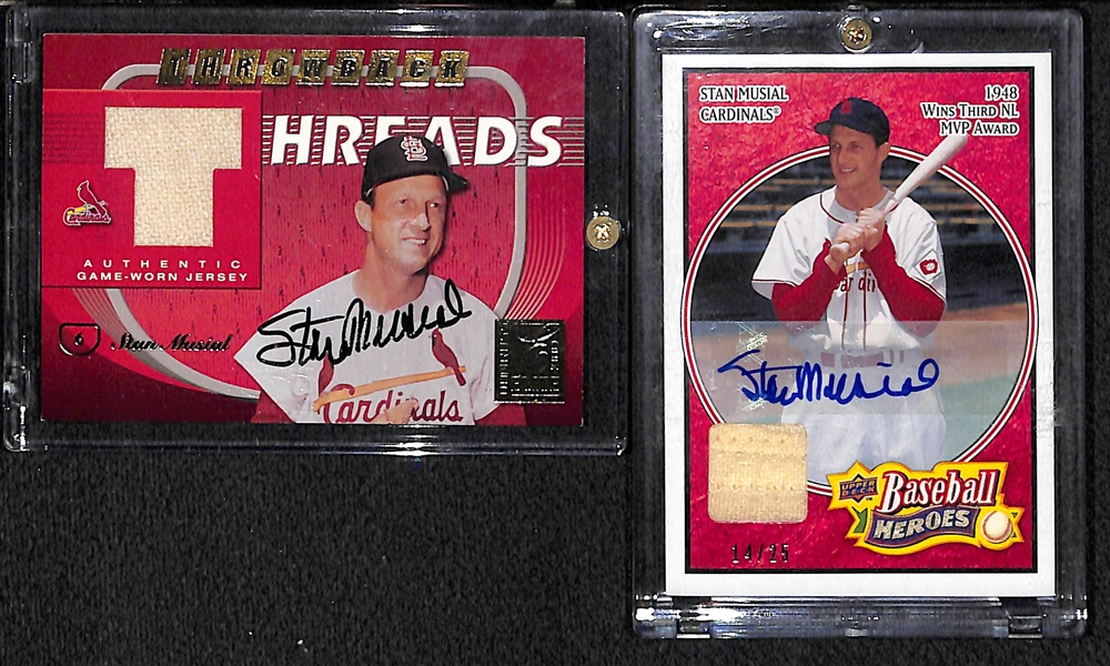 Lot of 2 Stan Musial Autograph Relic Cards