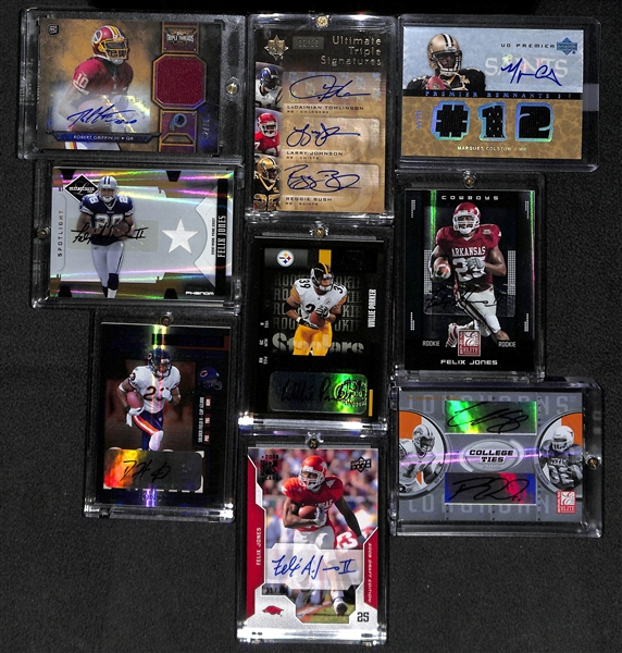 Lot Of 9 Football Autograph Cards w/ RG3 & L.Tomlinson