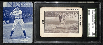 Lot of 2 - 1913 Baseball Game Cards Featuring Ty Cobb & Napolean Lajoie - SGC