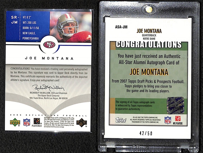 Lot Of 2 Joe Montana Autograph Cards