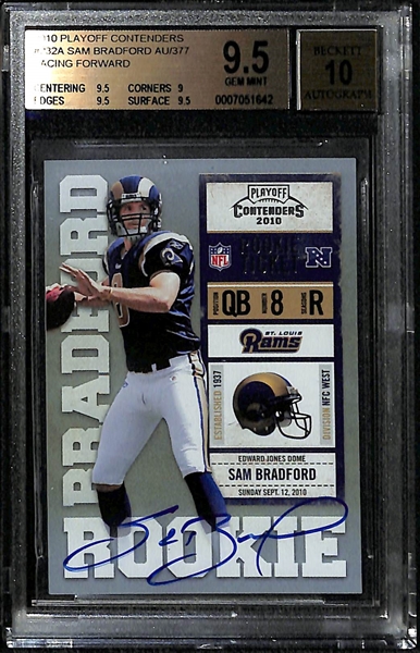 Lot of 2 Sam Bradford Contenders Autograph Rookie Cards BGS 9.5