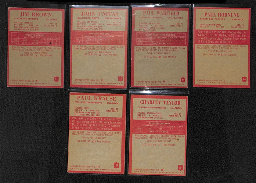 1965 Philadelphia Football Partial Card Set w. Brown