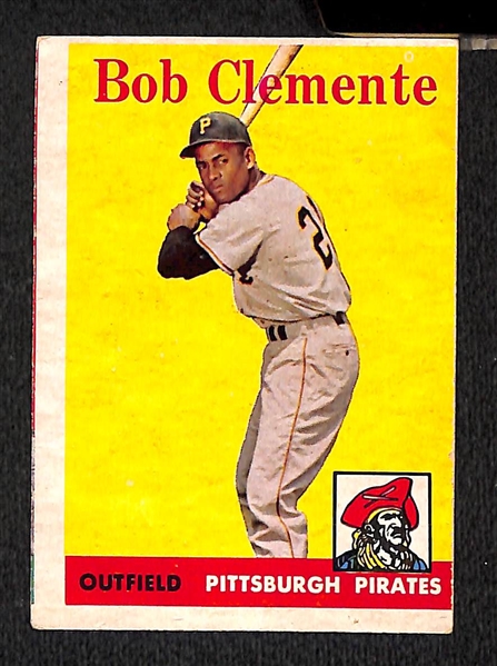 Lot Of 9 1958 Topps Baseball Cards w. Clemente