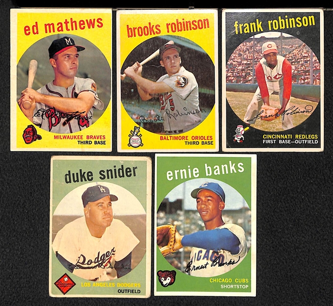 Lot Of 24 1959 Topps Baseball Cards w. Banks