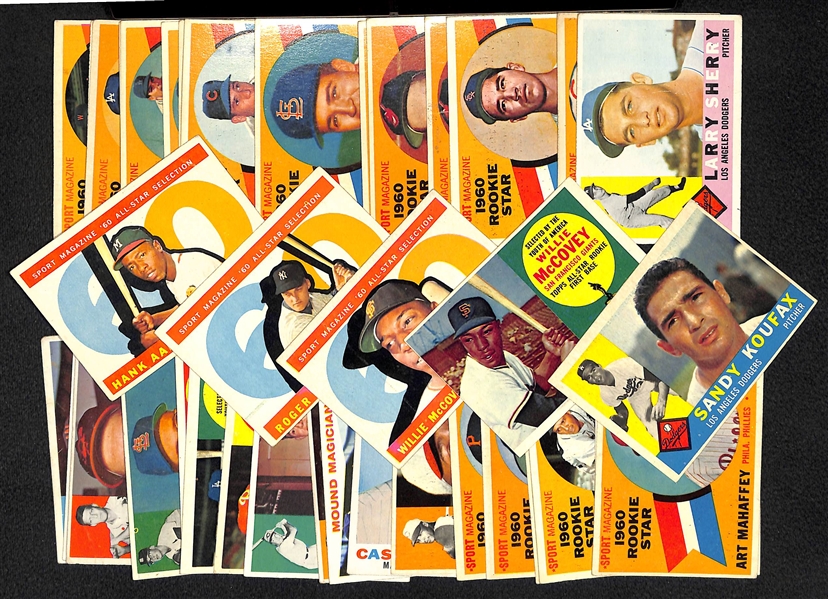 Lot Of 39 1960 Topps Baseball Cards w. Aaron All Star