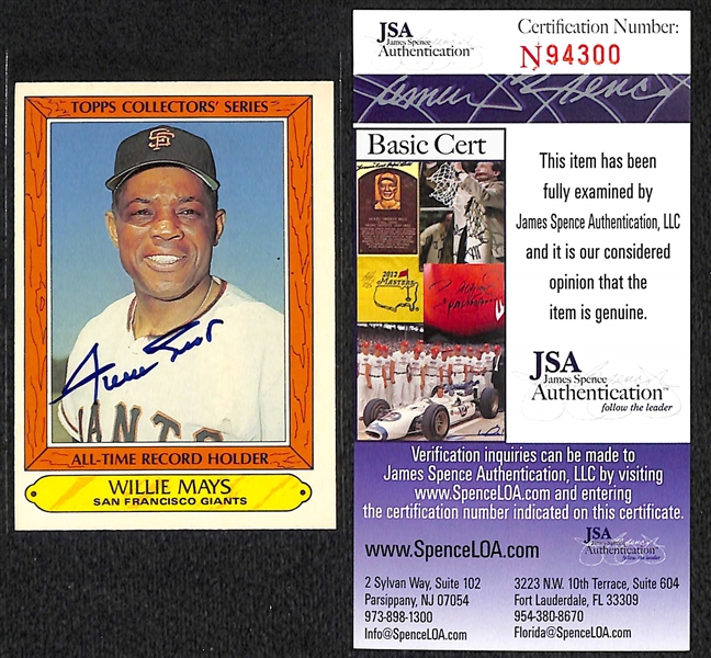 Autographed & Gold Baseball Card Lot w. Willie Mays Auto JSA