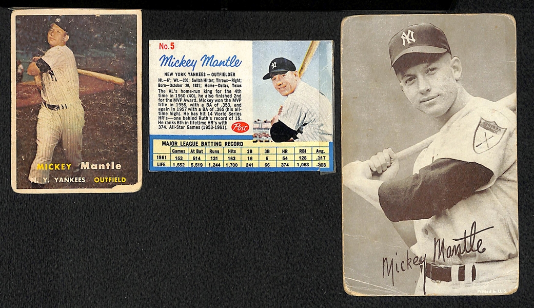 Lot of 3 Mickey Mantle Cards w. 1957
