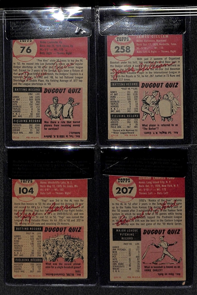 Lot Of 4 BVG Graded 1953 Topps Cards w. Pee Wee Reese