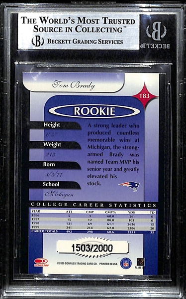 2000 Donruss Elite Tom Brady Rookie Card - BGS 8.5