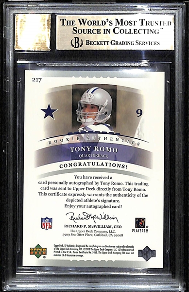 2003 SP Authentic Tony Romo Autograph Rookie Card - BGS 9.5