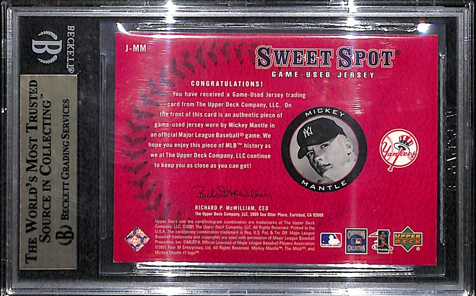 2001 Sweet Spot Mickey Mantle Jersey Card - BGS 9.5