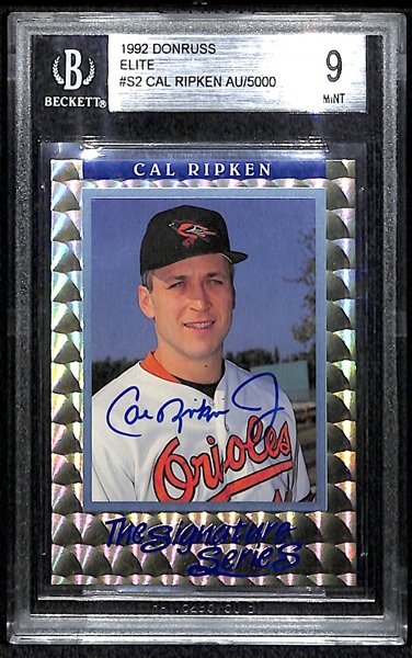 1992 Donruss Elite Cal Ripken Jr Autograph Card - BGS 9