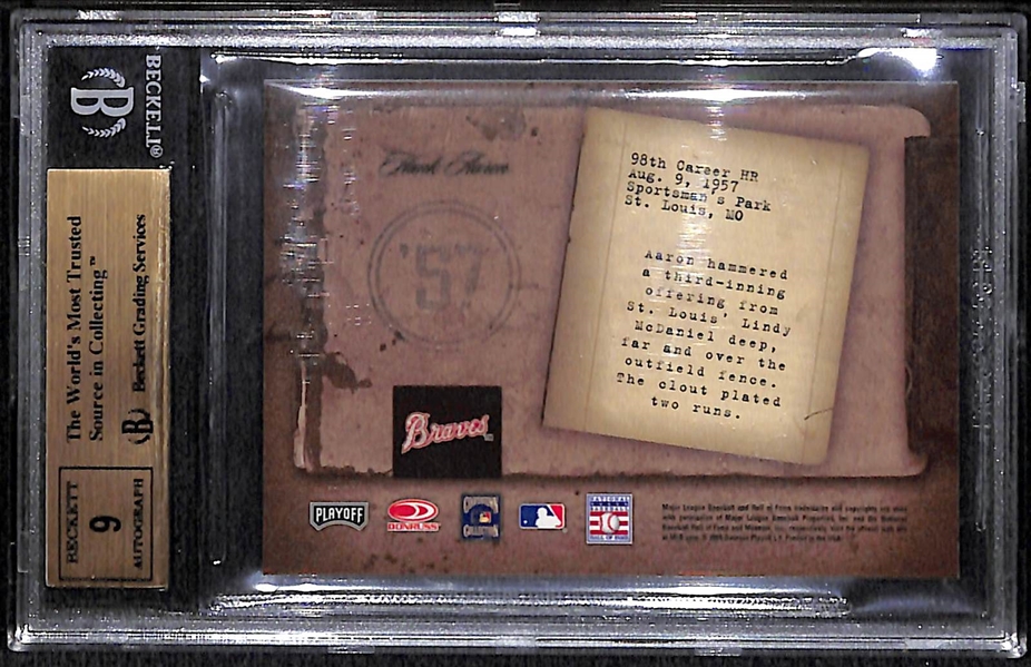2005 Donruss Biography Hank Aaron Cut Autograph Card BGS 9.5