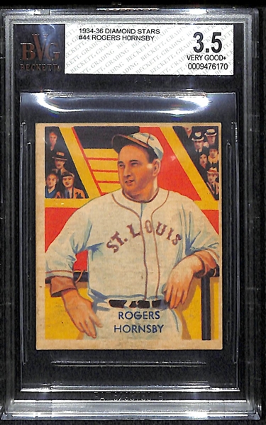 1935 Diamond Stars #44 Rogers Hornsby Baseball Card - BVG 3.5