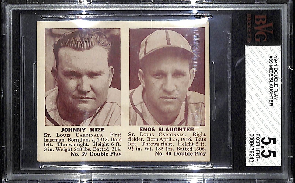 1941 Double Play #39/40 Mize/Slaughter Baseball Card BVG 5.5