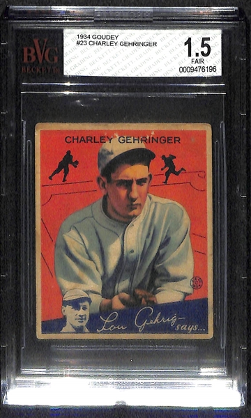 Lot of 3 - 1934 Goudey Cards - Lefty Grove, Leo Durocher, Charley Gehringer - BVG 1.5
