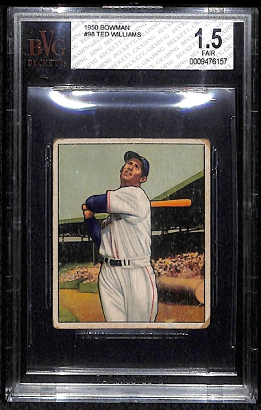 1950 Bowman #98 Ted Williams Card BVG 1.5