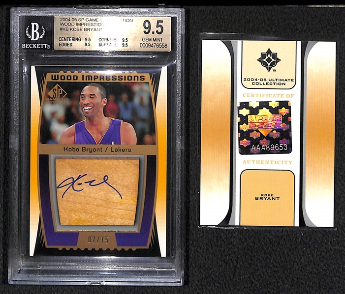 2004-05 SP Game Used Kobe Bryant Autograph Floor Card #7/75 BGS 9.5, Autograph 10!