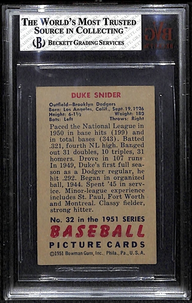 1951 Bowman #32 Duke Snider Card BVG 4.5