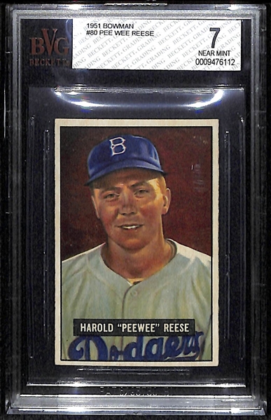 1951 Bowman #80 Pee Wee Reese Card BVG 7