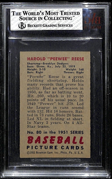 1951 Bowman #80 Pee Wee Reese Card BVG 7