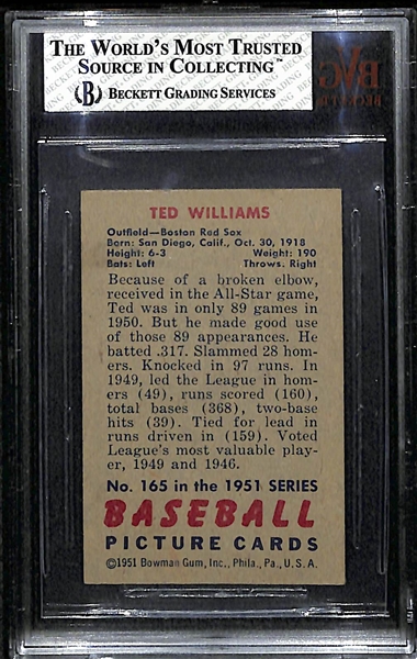 1951 Bowman #165 Ted Williams Card BVG 4
