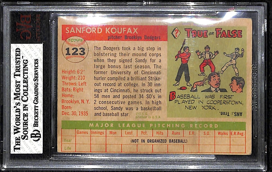 1955 Topps #123 Sandy Koufax Rookie Card BVG 4