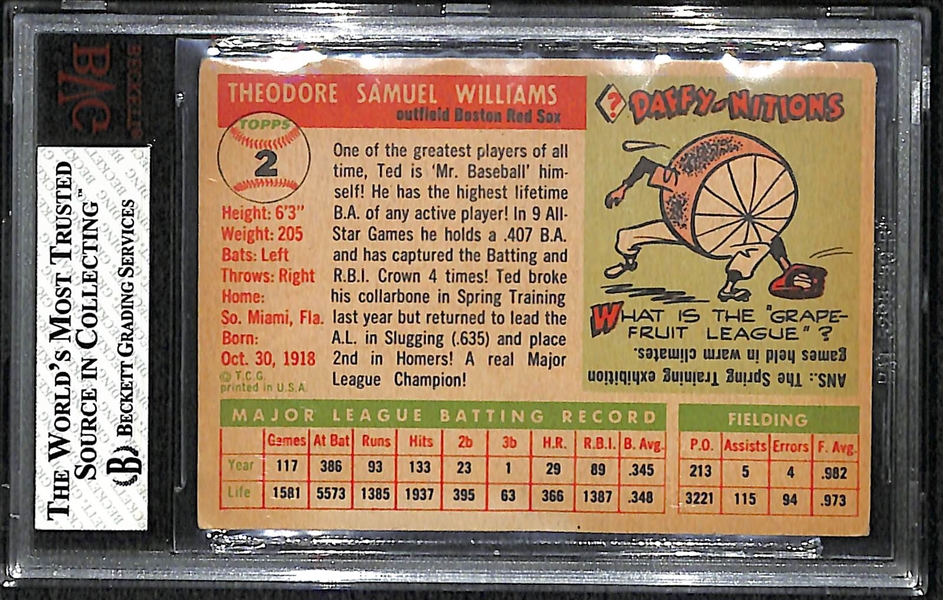 1955 Topps #2 Ted Williams Card BVG 3.5