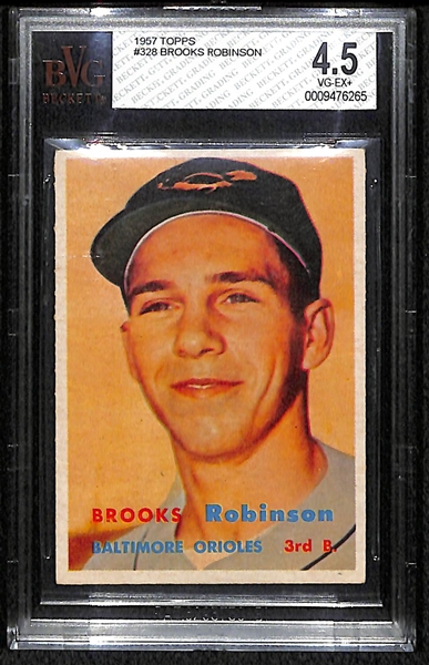 1957 Topps #328 Brooks Robinson Rookie Card BVG 4.5